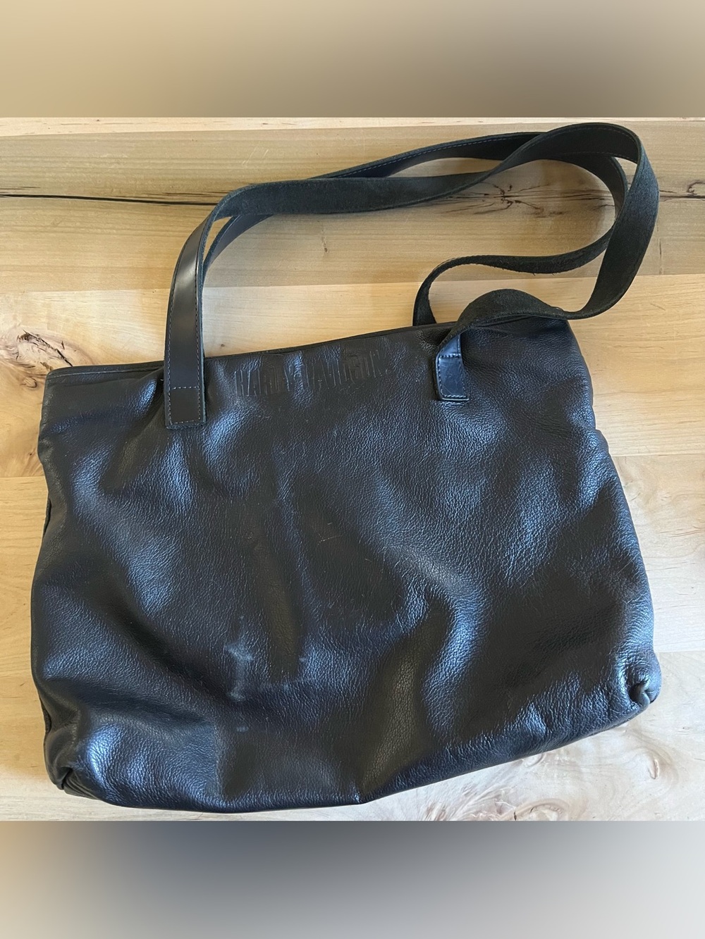 VTG Harley Davidson black leather tote